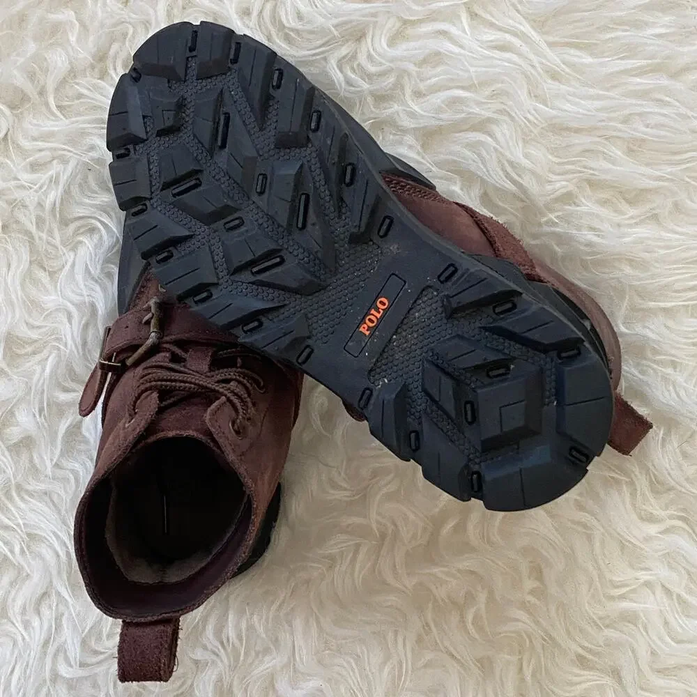 Ralph Lauren Boys Oslo High Suede Boot, Youth size 6